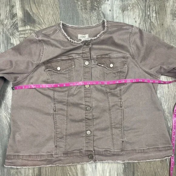 LOGO Lori Goldstein Enzyme Wash Stretch Twill Jacket 26W - Picture 5 of 9